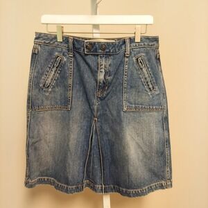 Gap Y2K Denim Skirt Size 10 Medium Wash Zip‎ Pocket Vintage Indie Streetwear